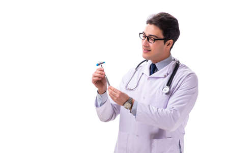 Young male doctor neurologist isolated on whiteの写真素材