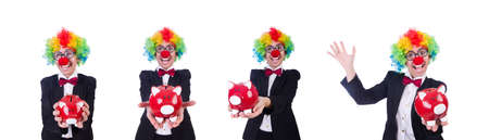 Businessman clown isolated on whiteの写真素材