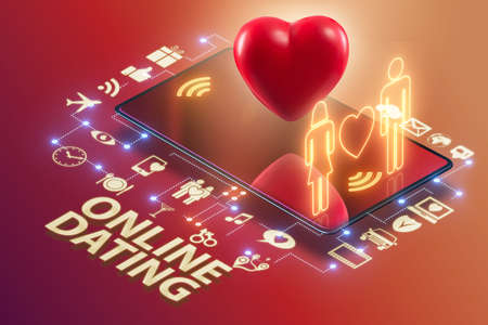 The concept of online dating and matching - 3d rendering
