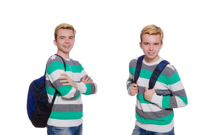 Student with backpack isolated on the whiteの写真素材