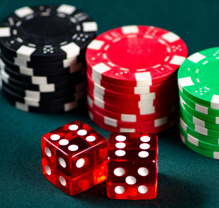 Chips and cards on casino table