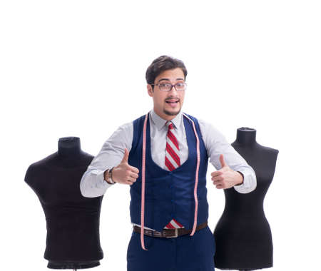 Male tailor isolated on white backgroundの写真素材