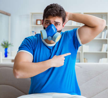 Man sweating excessively smelling bad at home