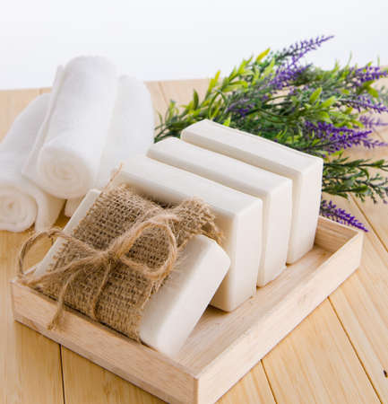 Healthy lifestyle concept with aromatic soapsの写真素材