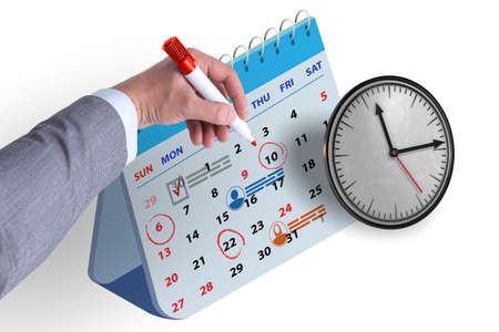 Business calendar concept with businessmanの写真素材