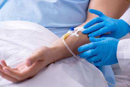 The male patient in blood transfusion concept