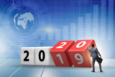 Concept of changing year from 2019 to 2020