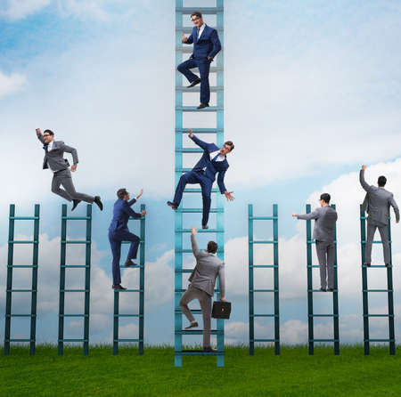 Competition concept with businessman beating competitorsの写真素材