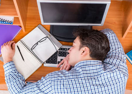 Young student at computer table