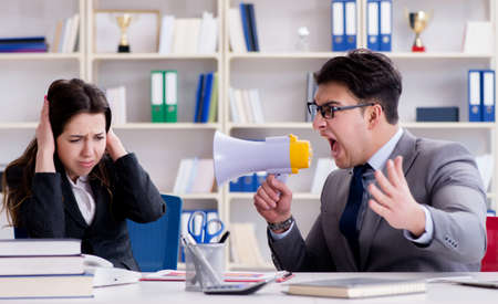 Office conflict between man and womanの写真素材