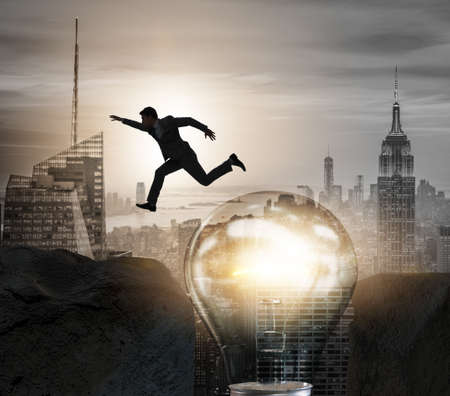 Bright idea concept with business people