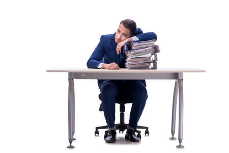 Employee working isolated on white backgroundの写真素材