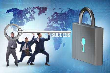 Businessmen achieving success through teamworkの写真素材