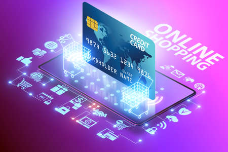 Concept of mobile shopping with smartphone - 3d rendering