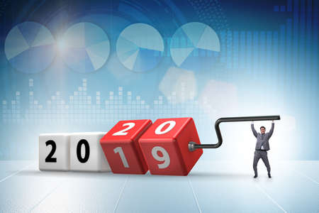 Concept of changing year from 2019 to 2020