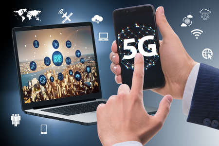 5G mobile technology concept - high internet speed