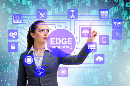 Businessman in edge and fog computing conceptの写真素材