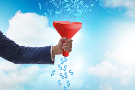 Data monetization concept with the funnel and businessmanの写真素材
