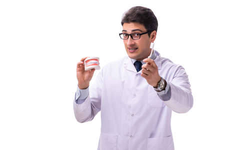 Young male doctor stomatologist isolated on whiteの写真素材