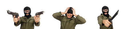 Funny man wearing balaclava isolated on white