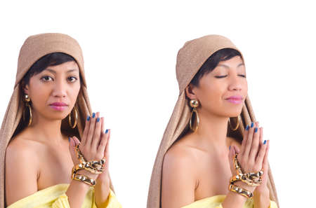 Japanese woman isolated on the whiteの写真素材