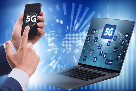 5G technology concept - high internet speedの写真素材
