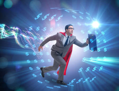 The businessman in hamster wheel chasing dollarsの写真素材