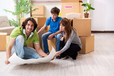 Young family moving to new flat