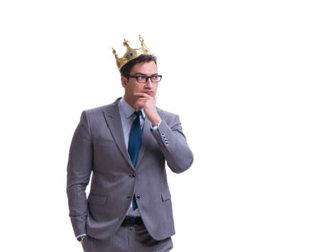 King businessman isolated on white backgroundの写真素材