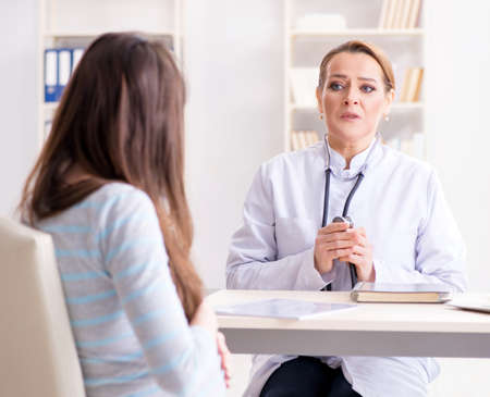 Pregnant woman visiting doctor for regular check-up
