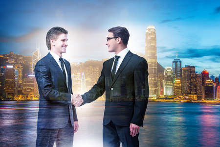 Businessman shaking hands in agreementの写真素材