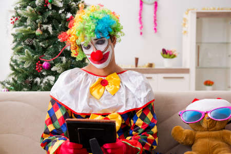 Funny clown in Christmas celebration conceptの写真素材