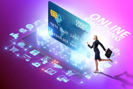 Concept of mobile shopping with smartphoneの写真素材