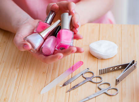 Beauty products nail care tools pedicure closeupの写真素材