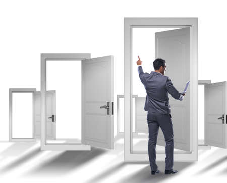 Businessman facing many business opportunitiesの写真素材