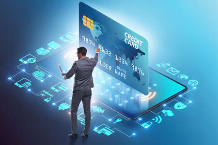 Concept of mobile payment with smartphoneの写真素材