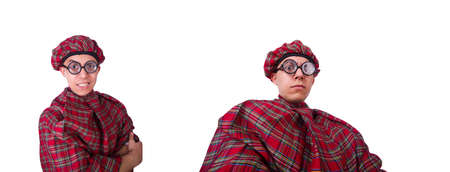 Funny scotsman isolated on the whiteの写真素材