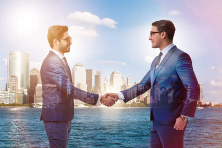 Businessman shaking hands in agreementの写真素材