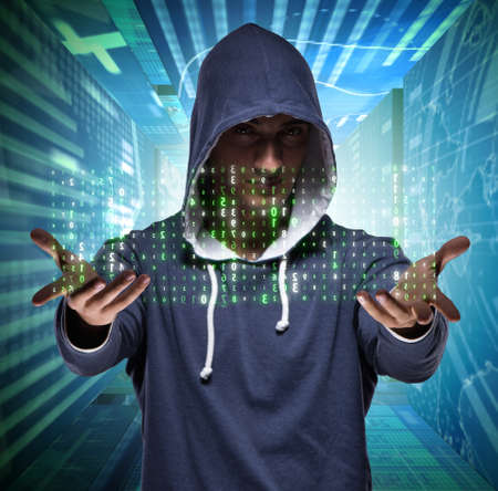 Young hacker in cyber security concept