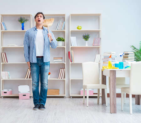 Man doing cleaning at home