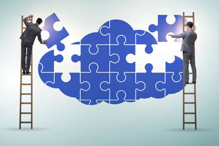 The concept of cloud computing with jigsaw puzzle