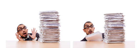 Man with too much work to do