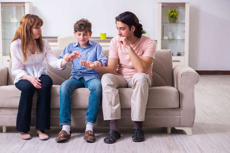 Family conflict with husband and wife and childの写真素材