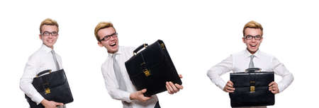 Funny businessman isolated on the whiteの写真素材