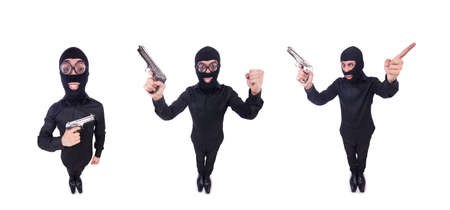 The funny gangster isolated on the white
