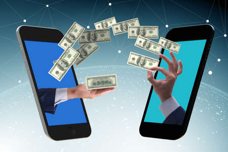 The concept of mobile wallet transfers - 3d rendering