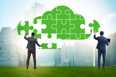 The concept of cloud computing with jigsaw puzzle