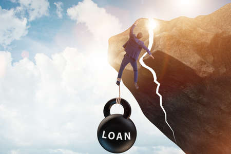 The concept of debt and load with businessman