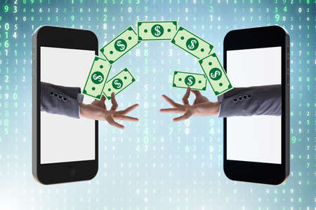 Concept of mobile wallet transfers - 3d rendering