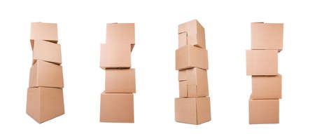 The set of boxes isolated on white